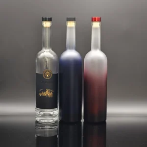 Custom Decoration Luxury custom glass bottle decoration examples featuring frosted and metallic finishes for spirits brands