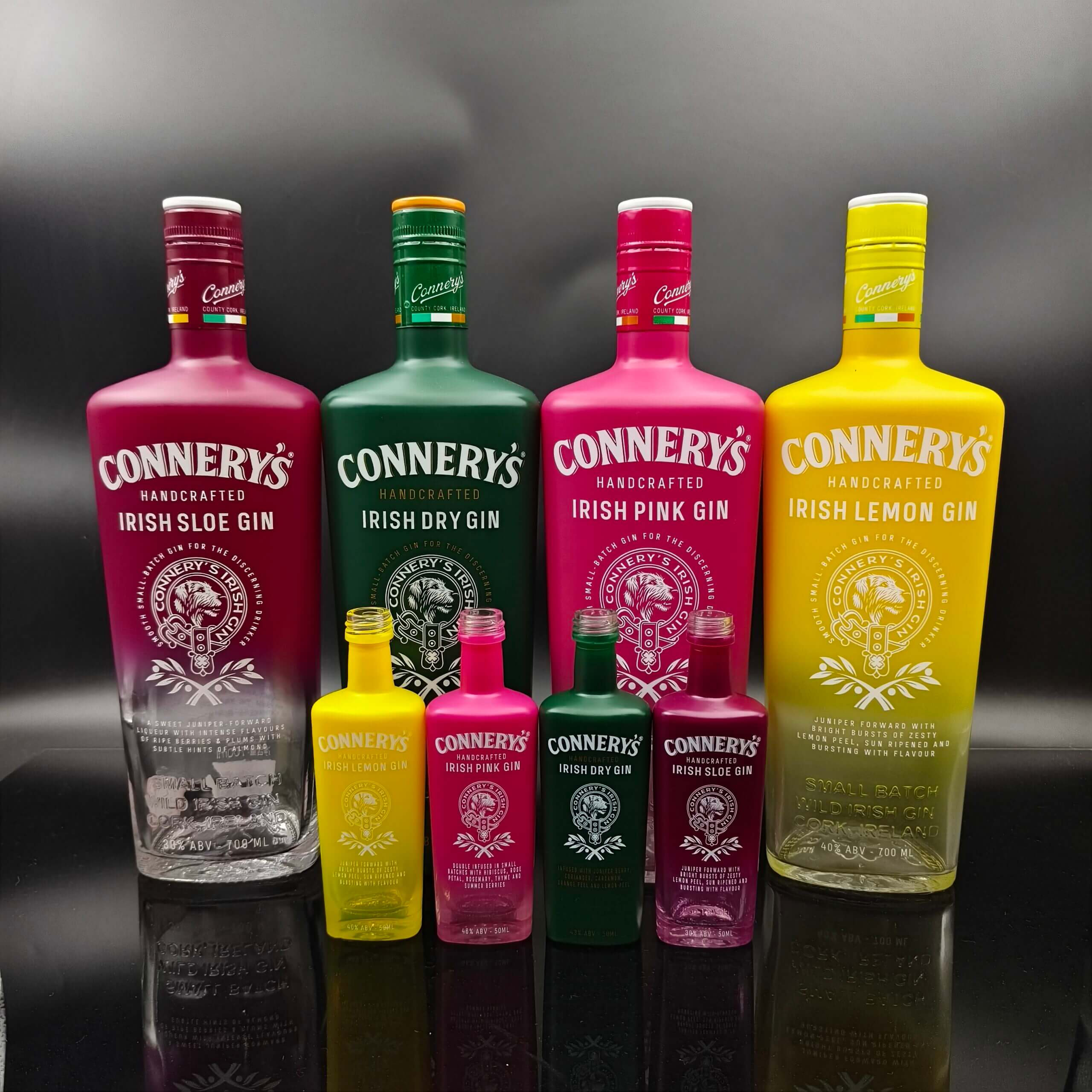 Case study of custom matte and ombre color sprayed gin glass bottles with silk screen printing labels and custom closures