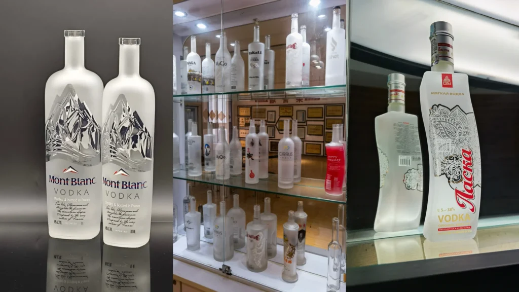 Premium frosted glass bottles and acid etched glass bottles for high-end spirits packaging
